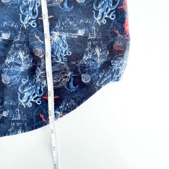 A Fish Named Fred Got Hooked Men's Button Down Shirt Anchor Squid Blue XL - Picture 7 of 9